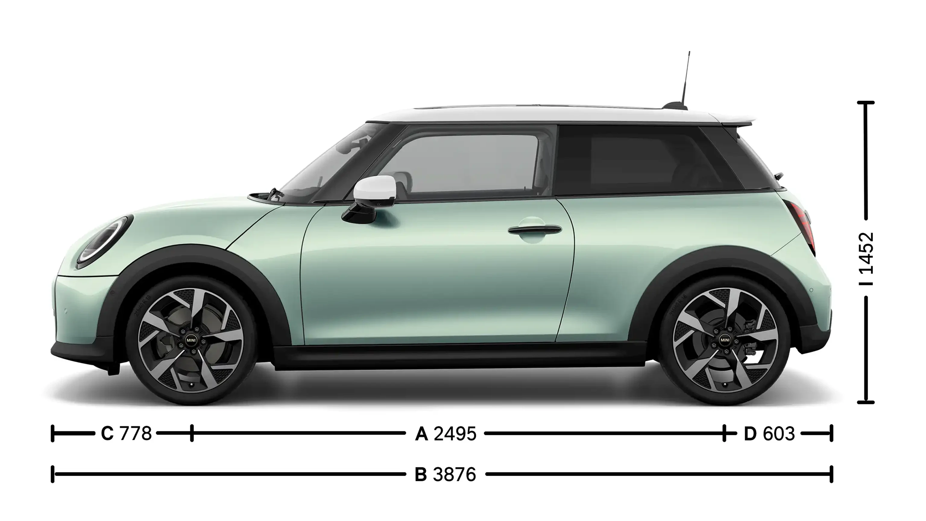 MINI Cooper 3-Door - Dimensions Side