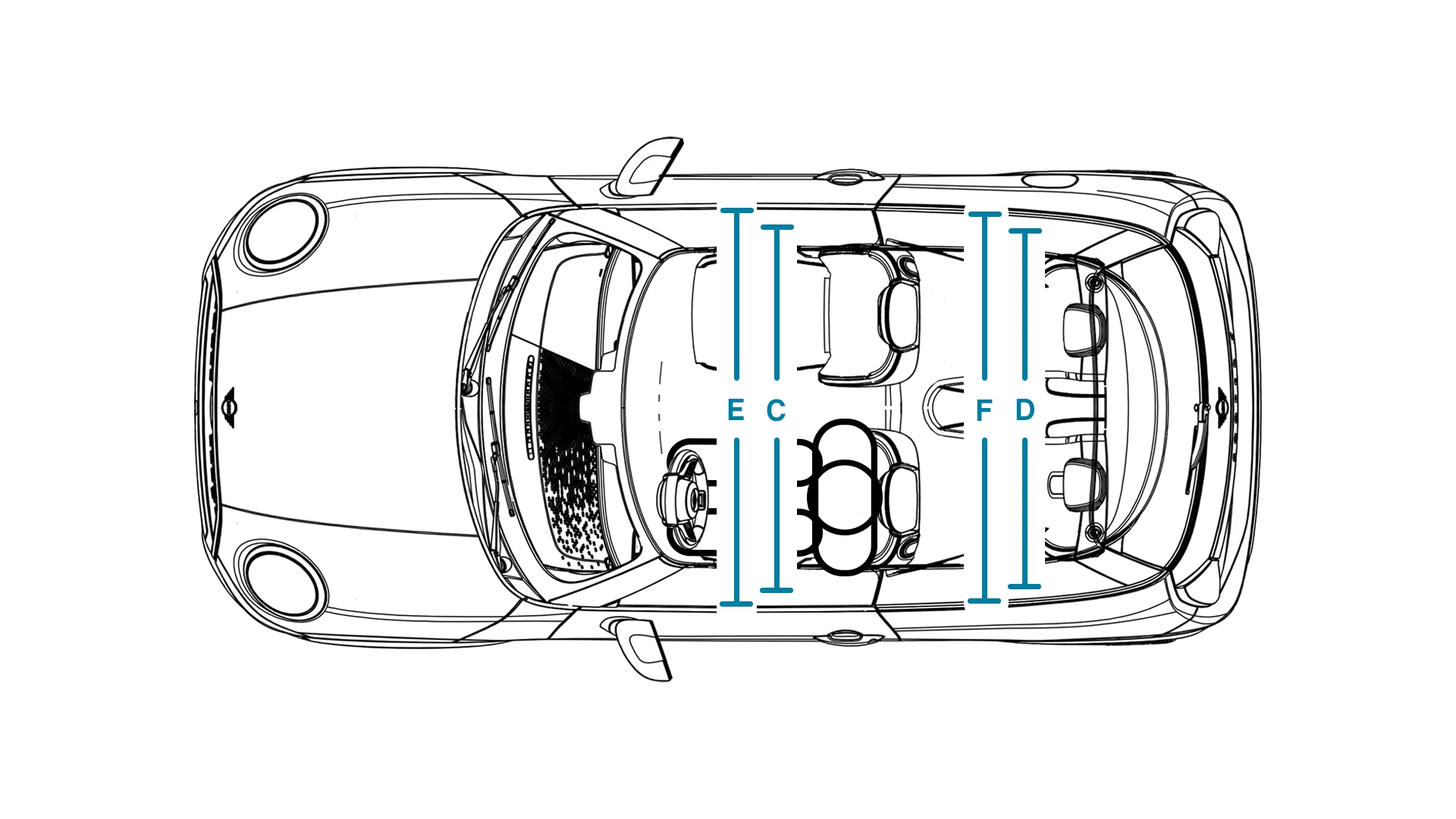 MINI Cooper 3-Door - Dimensions Interior Top