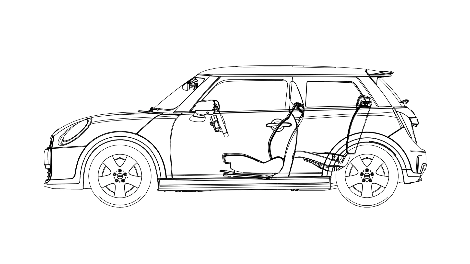 MINI Cooper 3-Door  - Side View sketch
