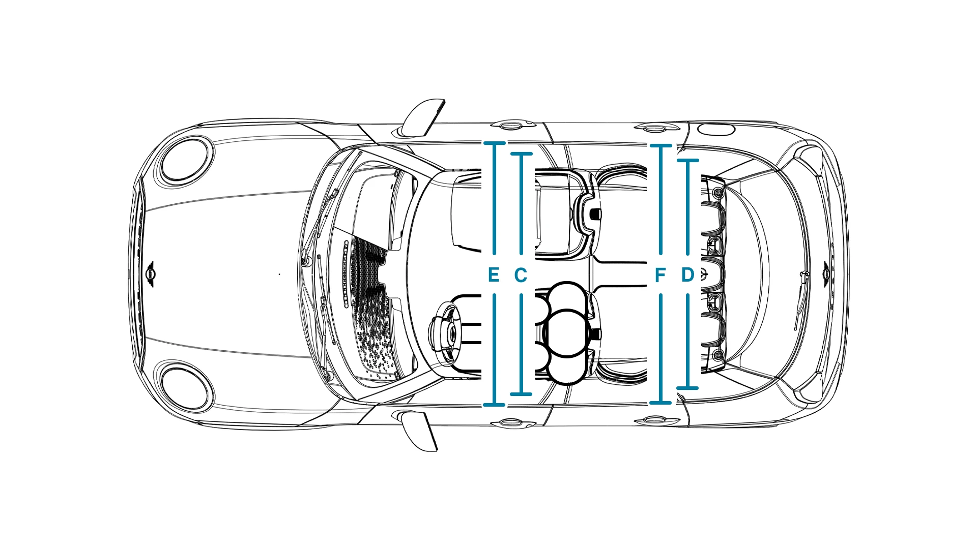 MINI Cooper 5-Door - Dimensions Interior Top
