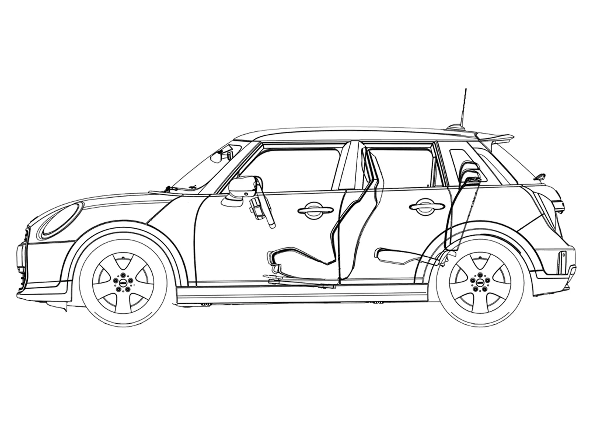MINI Cooper 5-door - Side View sketch