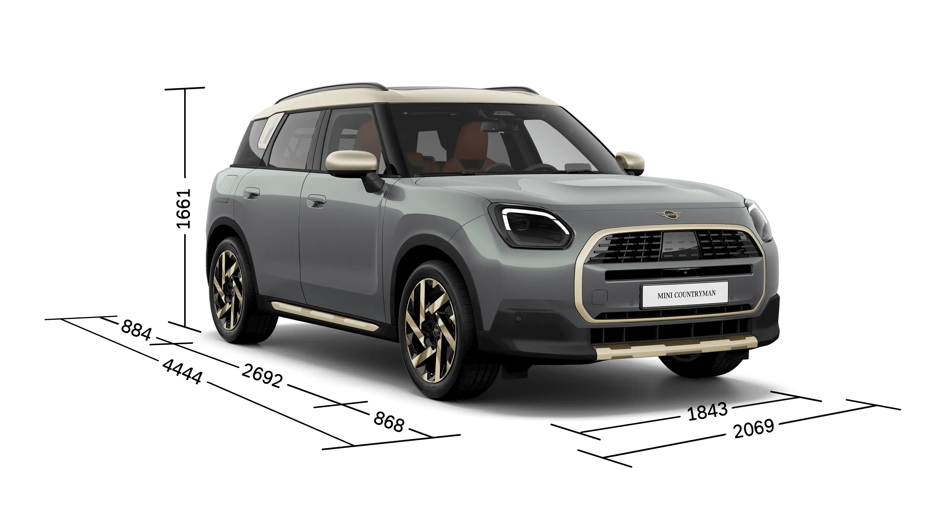 MINI Countryman - Front View with Dimensions